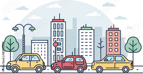 Cars honking and stuck in urban traffic noise congestion