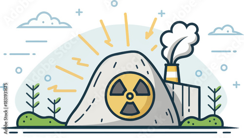Single Icon Depicting Uranium Mining Contamination and Radiation