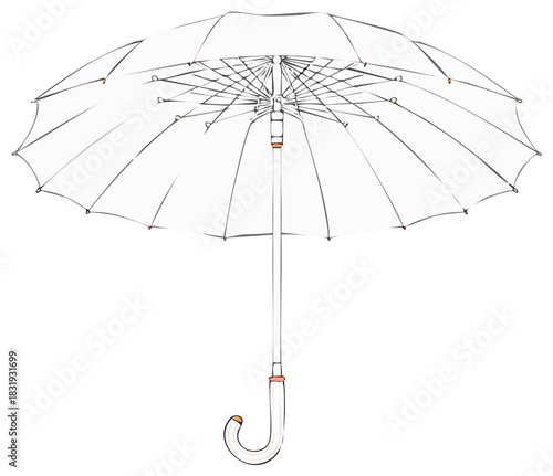 Open White Umbrella Protection Isolated Illustration