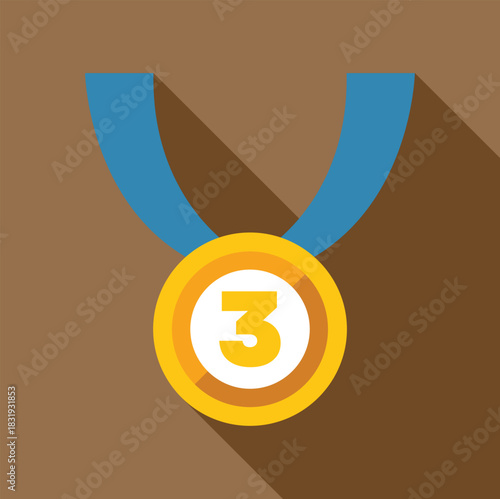 Bronze medal with blue ribbon representing achievement and the concept of winning third place