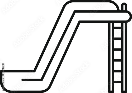 Simple line drawing of a waterslide with a ladder, perfect for representing summer fun and water parks