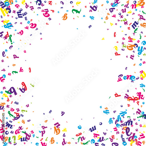 Scattered letters of latin alphabet. Colorful
