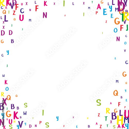 Scattered letters of latin alphabet. Colorful
