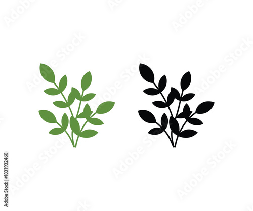 Green leaf botanical silhouette vector