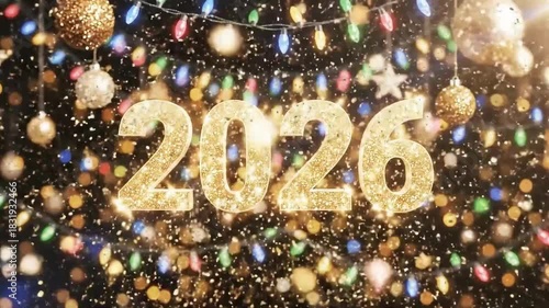 Festive Happy New Year greeting with fireworks, 2026 New Year fireworks 