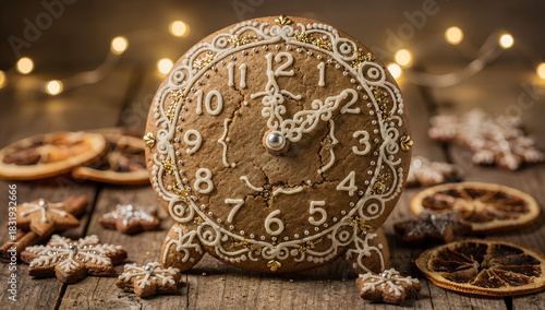 New Year countdown clock made entirely from gingerbread and icing