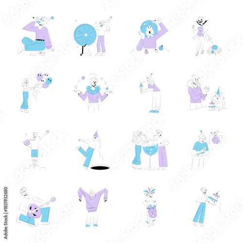 Set of Hand Drawn Fun Activities Illustrations 