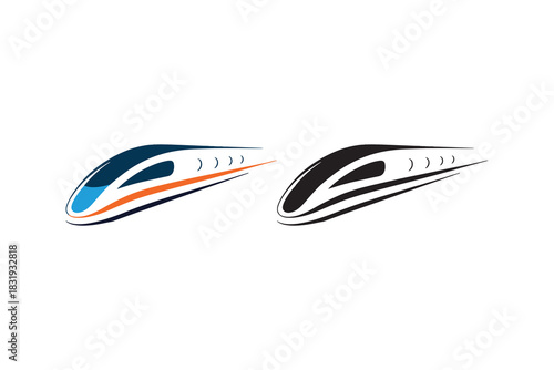 Modern high speed train and stylized silhouette