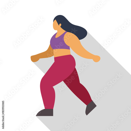 Plus size woman enjoying her daily walk, promoting body positivity and a healthy lifestyle