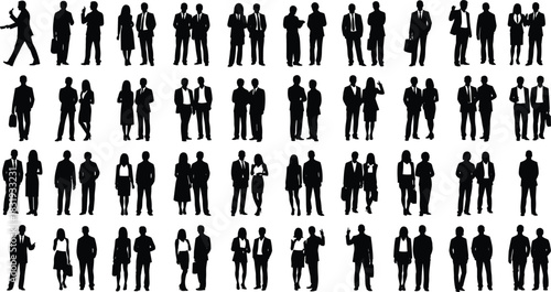 Chefs and kitchen staff silhouettes set, cooking men at counter, restaurant workers preparing food, vector collection isolated on white background