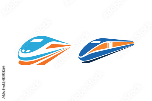 Stylized high speed bullet train vector icons