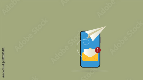 Send email from smartphone,Message transfer sign business concept
