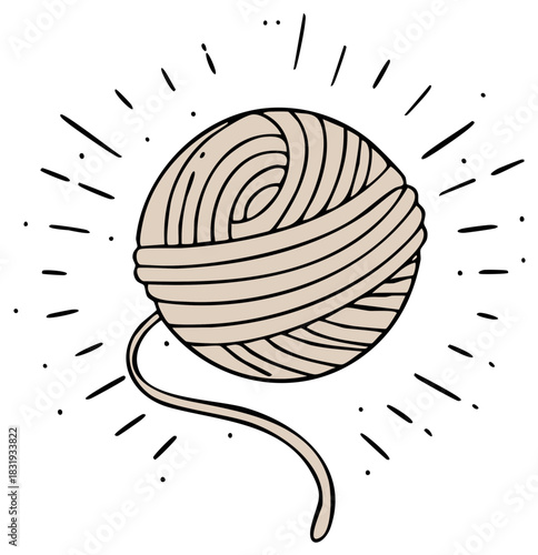 Yarn Ball Doodle Illustration Cute Decorative Yarn Ball Clipart