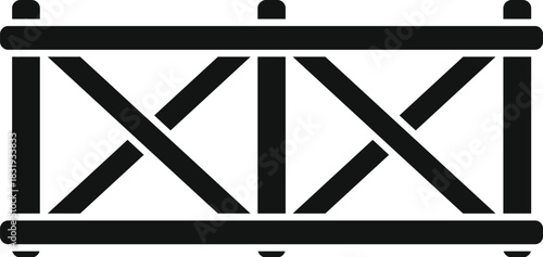 Simple black silhouette of a wooden fence protecting a ranch, farm or country house, providing security and privacy