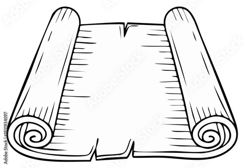 Hand drawn blank ancient papyrus scroll or vintage parchment document banner