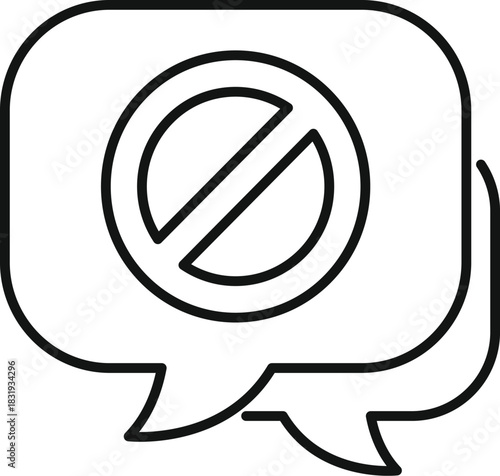 Forbidden speech bubble showing stop talking sign, censorship or no talking concept