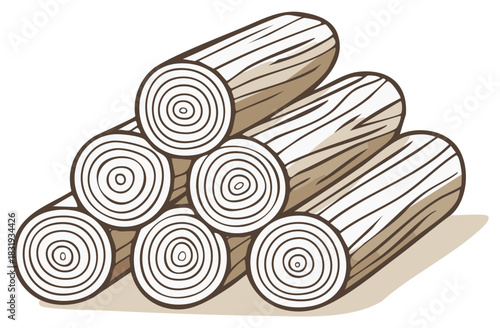 Stylized Woodpile Illustration Logs Stacked for Firewood Use Vector Graphic