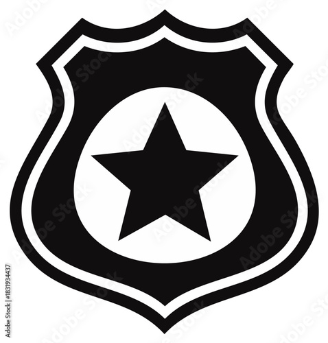 Black and white star badge icon symbolizing authority and law enforcement