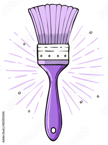Stylized Purple Paintbrush with Ray Burst for Creative Arts and Painting Purposes