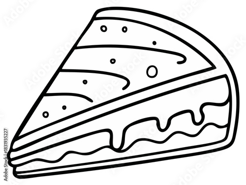 Cheesecake Slice Line Art Illustration Dessert Sweet Food Graphic