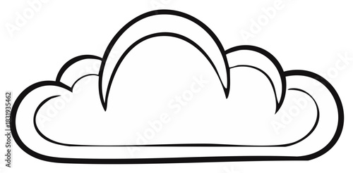 Stylized cloud drawing with thick black outlines representing a simple weather symbol