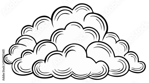 Black and white clouds illustration for comics and graphic design