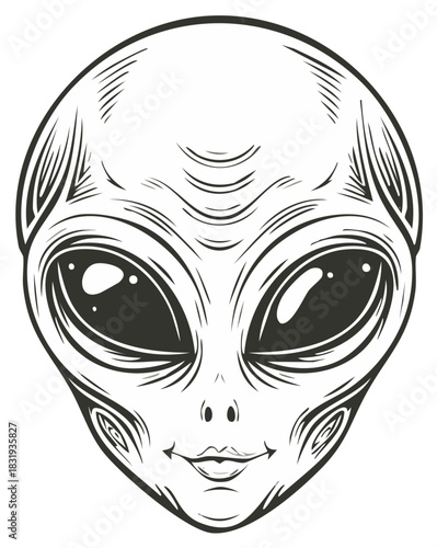 Stylized Alien Face Illustration Close Up Graphic Art