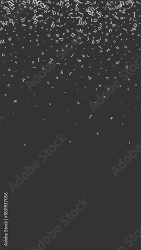 Scattered letters of latin alphabet. White chalk