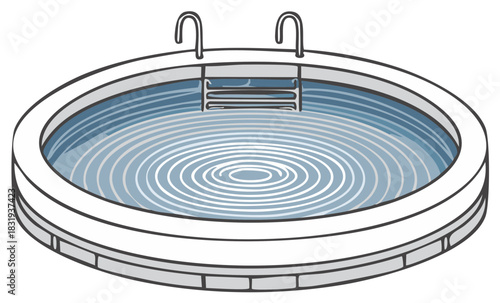 Illustration of Round Above Ground Pool with Ladder and Blue Water