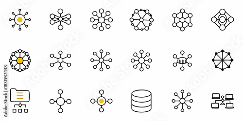 Collection of network and data structure icons including database and folder connections shown