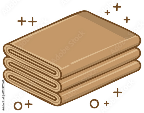 Stacked Brown Towels Cloth Vector Illustration Neat Pile Isolated