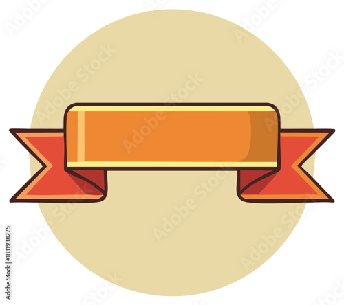 Decorative orange ribbon banner illustration for titles and headings