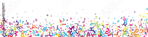 Scattered letters of latin alphabet. Colorful