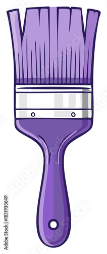Purple Paintbrush with a Hole in the Handle Cartoon Design for Artistic Use