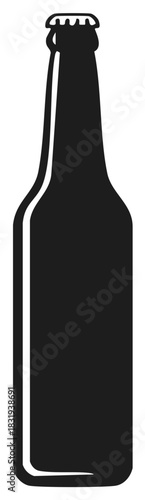 Black and white illustration of a beer bottle.