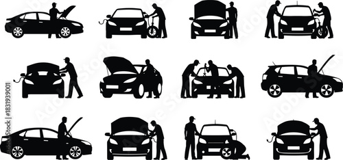 flavector, Set of black silhouettes showcasing various traditional Indian classical dance figures and poses, representing culture, performance, art, rhythm, movement, tradition, and graceful 