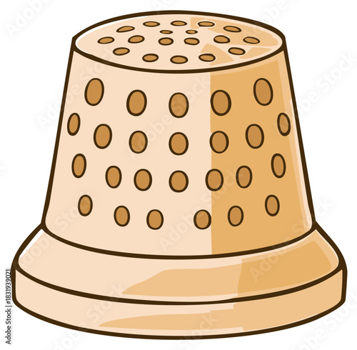 Illustration of a Thimble Crafting Essential Sewing Tool Finger Protector with Pitted Surface