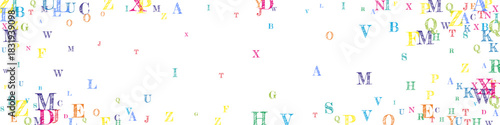 Flying latin letters. Colorful childish scattered