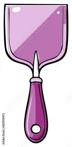 Cartoon Styled Purple Putty Knife with Angled Blade for Repair Tasks Art Supply Tool
