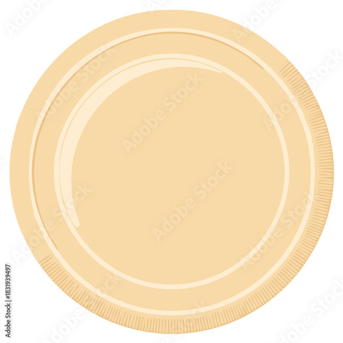 Simple Round Beige Paper Plate with Embossed Rim Detail