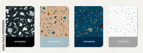 School diary cover design. Terrazzo abstract