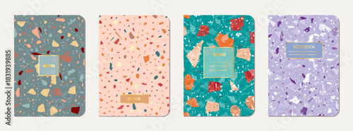 School diary cover design. Terrazzo abstract