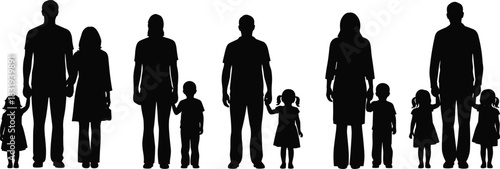 Diverse family silhouettes, modern family structures, parents and children, inclusive households, social diversity, demographic concept, unity, relationships, lifestyle, community