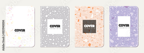 School notebook cover design. Terrazzo abstract