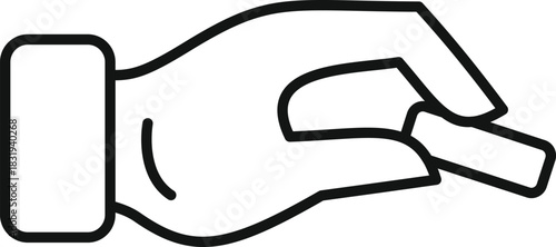 Outline of a hand holding a small object, simple style icon, suitable for web and mobile interfaces