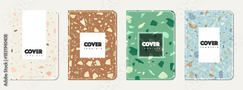 School notebook cover design. Terrazzo abstract