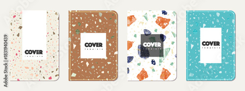 School diary cover design. Terrazzo abstract