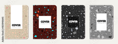 School diary cover design. Terrazzo abstract