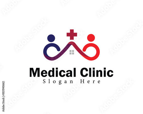 medical clinic logo creative people health community line art