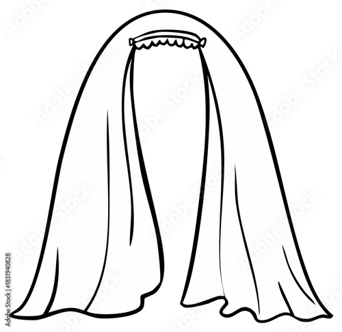 Elegant veil illustration for wedding or celebration vector design simple graphic
